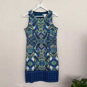 London Times Paisley Sleeveless Sheath Dress Size 8